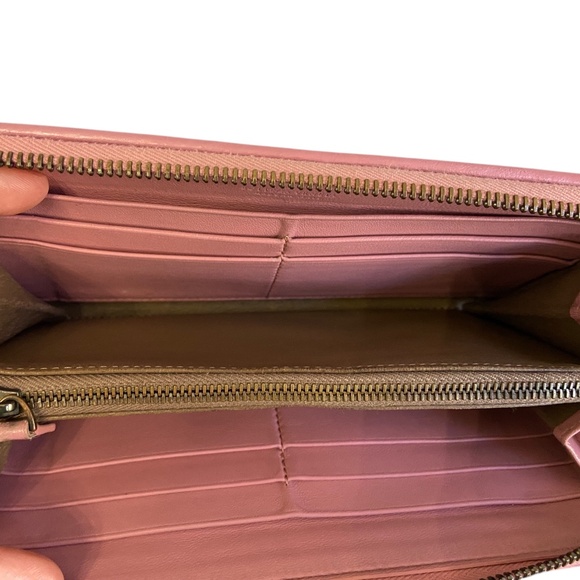 Authentic Bottega Veneta Intrecciato Leather Zip-Around Long Wallet - Pink Mauve - Picture 9 of 15